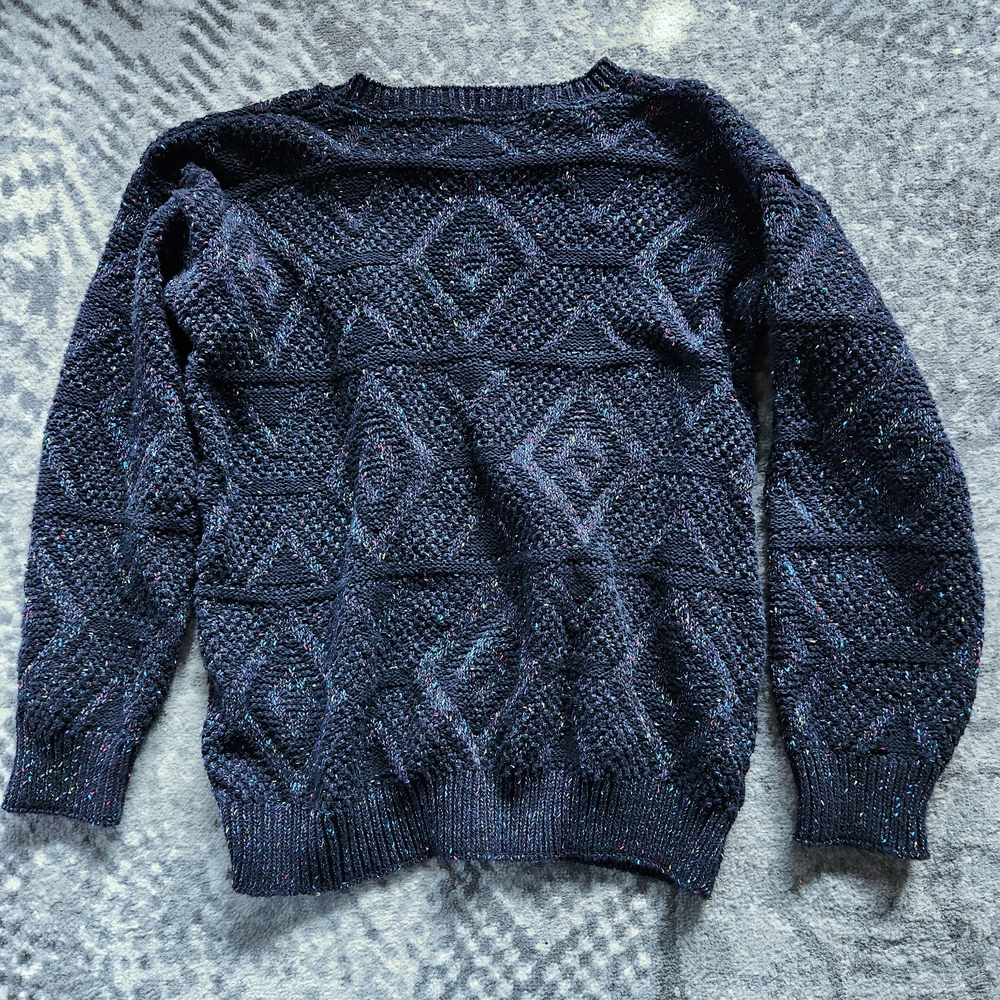 Vintage Protégé by Tag Knit Sweater - Black With Rainbow Flecks🌈 - Size L